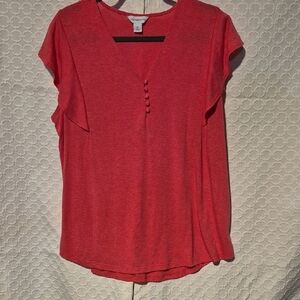 Liz Claiborne Women's XL Vibrant Dark Pink V-Neck Blouse